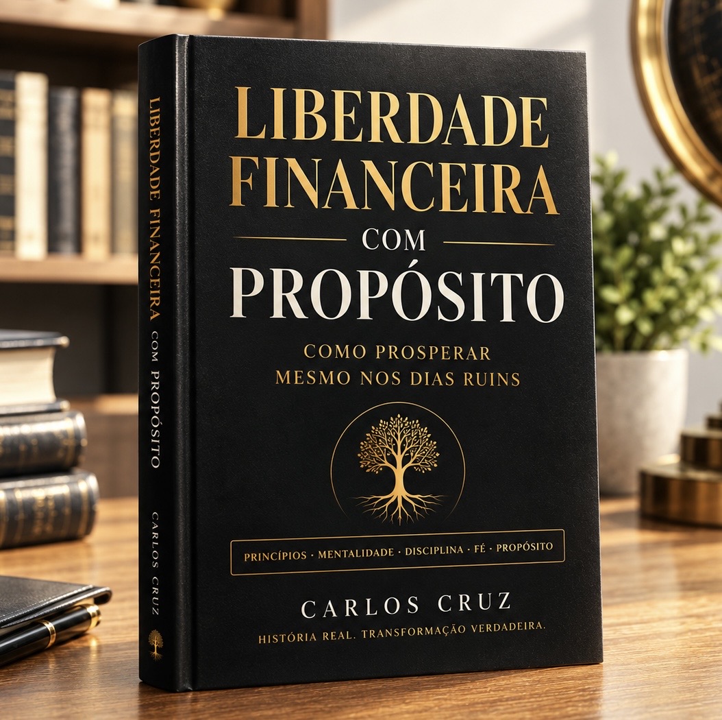 Ebook Liberdade Financeira com Propósito — capa preta e dourada